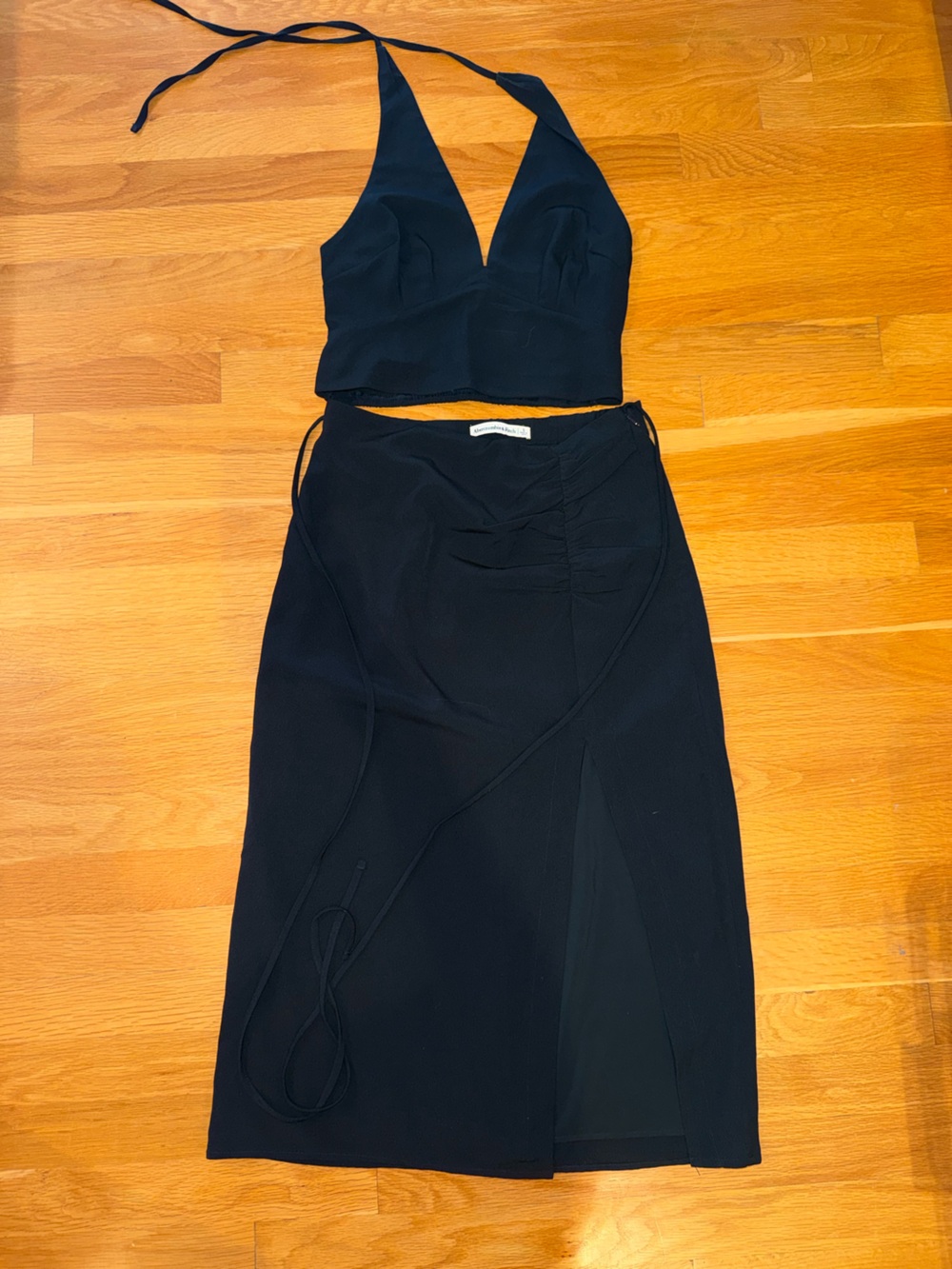 Abercrombie & Fitch Black Sleeveless Wide-Leg Jumpsuit with Drawstring Waist